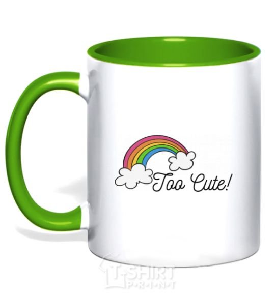 Mug with a colored handle Too Cute kelly-green фото