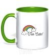 Mug with a colored handle Too Cute kelly-green фото