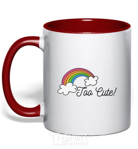 Mug with a colored handle Too Cute red фото