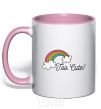 Mug with a colored handle Too Cute light-pink фото