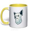 Mug with a colored handle The dog yellow фото