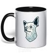 Mug with a colored handle The dog black фото