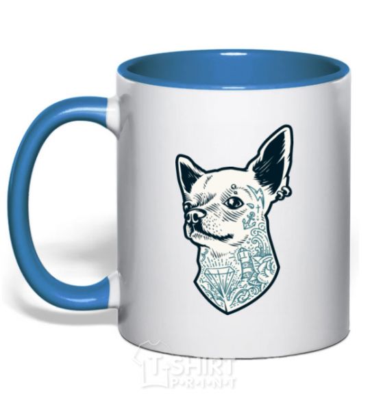 Mug with a colored handle The dog royal-blue фото