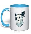 Mug with a colored handle The dog sky-blue фото