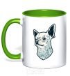 Mug with a colored handle The dog kelly-green фото