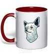 Mug with a colored handle The dog red фото