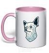 Mug with a colored handle The dog light-pink фото