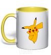 Mug with a colored handle Picachoo yellow фото