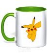 Mug with a colored handle Picachoo kelly-green фото