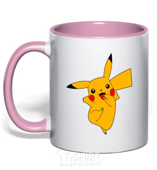 Mug with a colored handle Picachoo light-pink фото