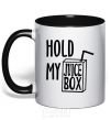 Mug with a colored handle Hold my juicebox black фото