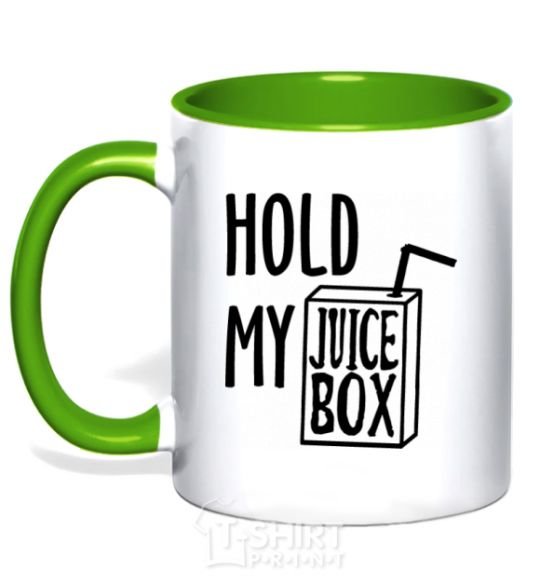 Mug with a colored handle Hold my juicebox kelly-green фото