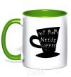 Mug with a colored handle My mom needs coffee kelly-green фото
