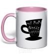 Mug with a colored handle My mom needs coffee light-pink фото