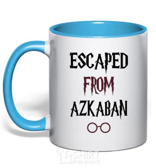 Mug with a colored handle Escaped from Azcaban sky-blue фото