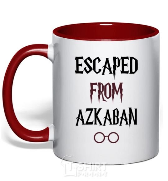 Mug with a colored handle Escaped from Azcaban red фото