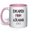 Mug with a colored handle Escaped from Azcaban light-pink фото