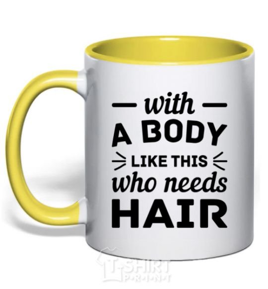 Mug with a colored handle Whith body like this who needs hair yellow фото