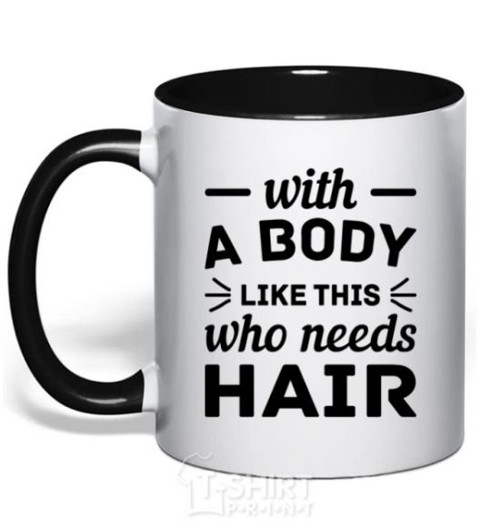 Mug with a colored handle Whith body like this who needs hair black фото