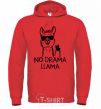 Men`s hoodie No drama llama bright-red фото