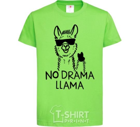 Детская футболка No drama llama Лаймовый фото