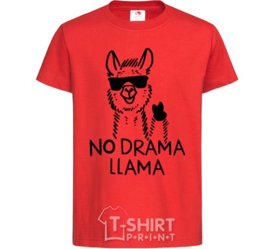 Детская футболка No drama llama Красный фото