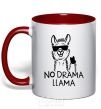 Mug with a colored handle No drama llama red фото