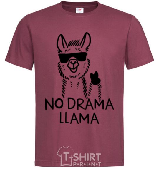 Мужская футболка No drama llama Бордовый фото