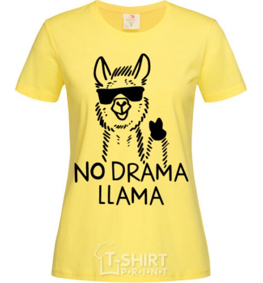 Женская футболка No drama llama Лимонный фото