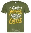 Men's T-Shirt Good morning starts with coffee millennial-khaki фото