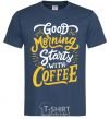 Men's T-Shirt Good morning starts with coffee navy-blue фото