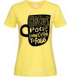 Women's T-shirt Hocus Pocus i need coffee to focus cornsilk фото