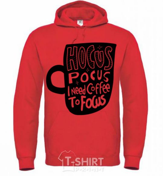 Men`s hoodie Hocus Pocus i need coffee to focus bright-red фото