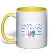 Mug with a colored handle Stay cool yellow фото