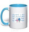 Mug with a colored handle Stay cool sky-blue фото