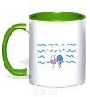 Mug with a colored handle Stay cool kelly-green фото