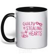 Mug with a colored handle Guilty of stealing hearts black фото