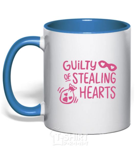 Mug with a colored handle Guilty of stealing hearts royal-blue фото