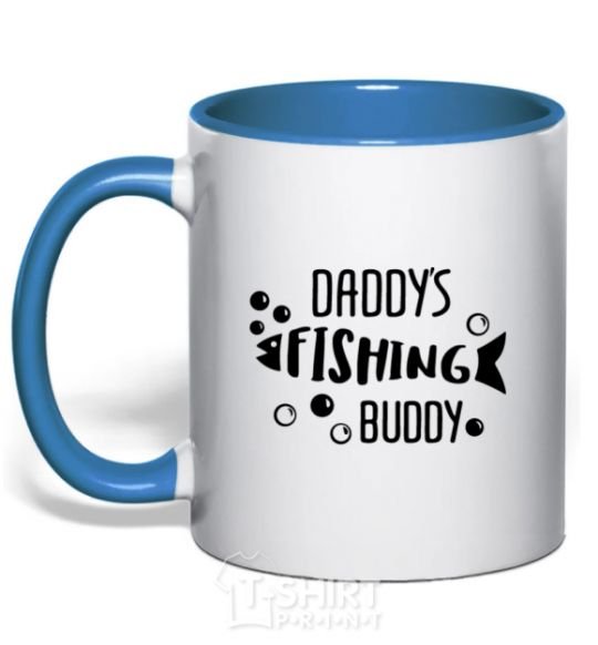 Mug with a colored handle Daddys fishing buddy royal-blue фото