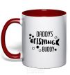 Mug with a colored handle Daddys fishing buddy red фото