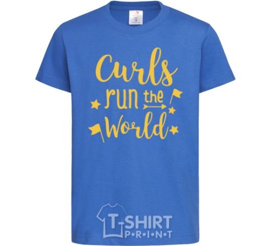 Kids T-shirt Curls run the world royal-blue фото