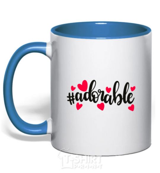 Mug with a colored handle Adorable royal-blue фото