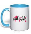 Mug with a colored handle Adorable sky-blue фото