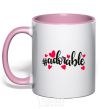 Mug with a colored handle Adorable light-pink фото