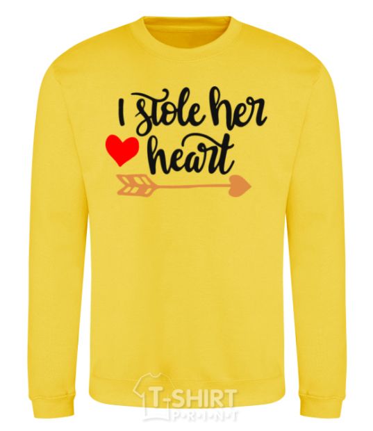 Sweatshirt I stole her heart yellow фото