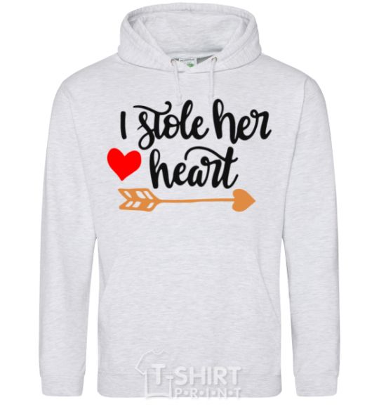 Men`s hoodie I stole her heart sport-grey фото