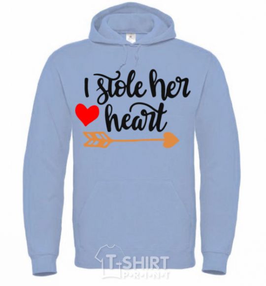 Men`s hoodie I stole her heart sky-blue фото