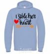 Men`s hoodie I stole her heart sky-blue фото