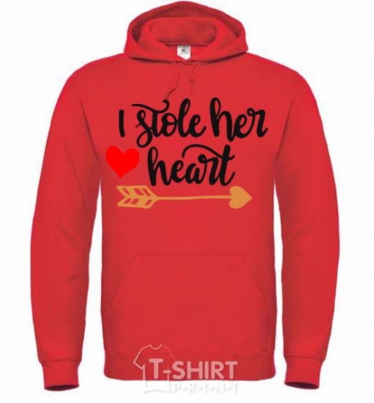 Men`s hoodie I stole her heart bright-red фото