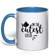 Mug with a colored handle I am the cutest catch royal-blue фото